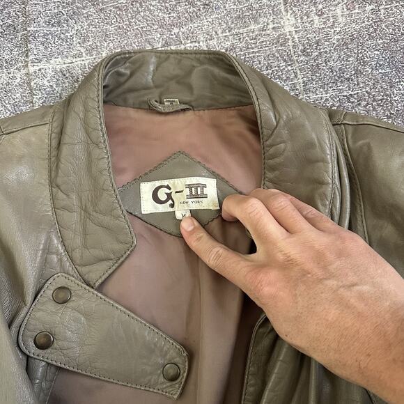 Women's Vintage 70's G-III Light Brown Irregular Patchwork Leather Jacket Sz M - Picture 3 of 4